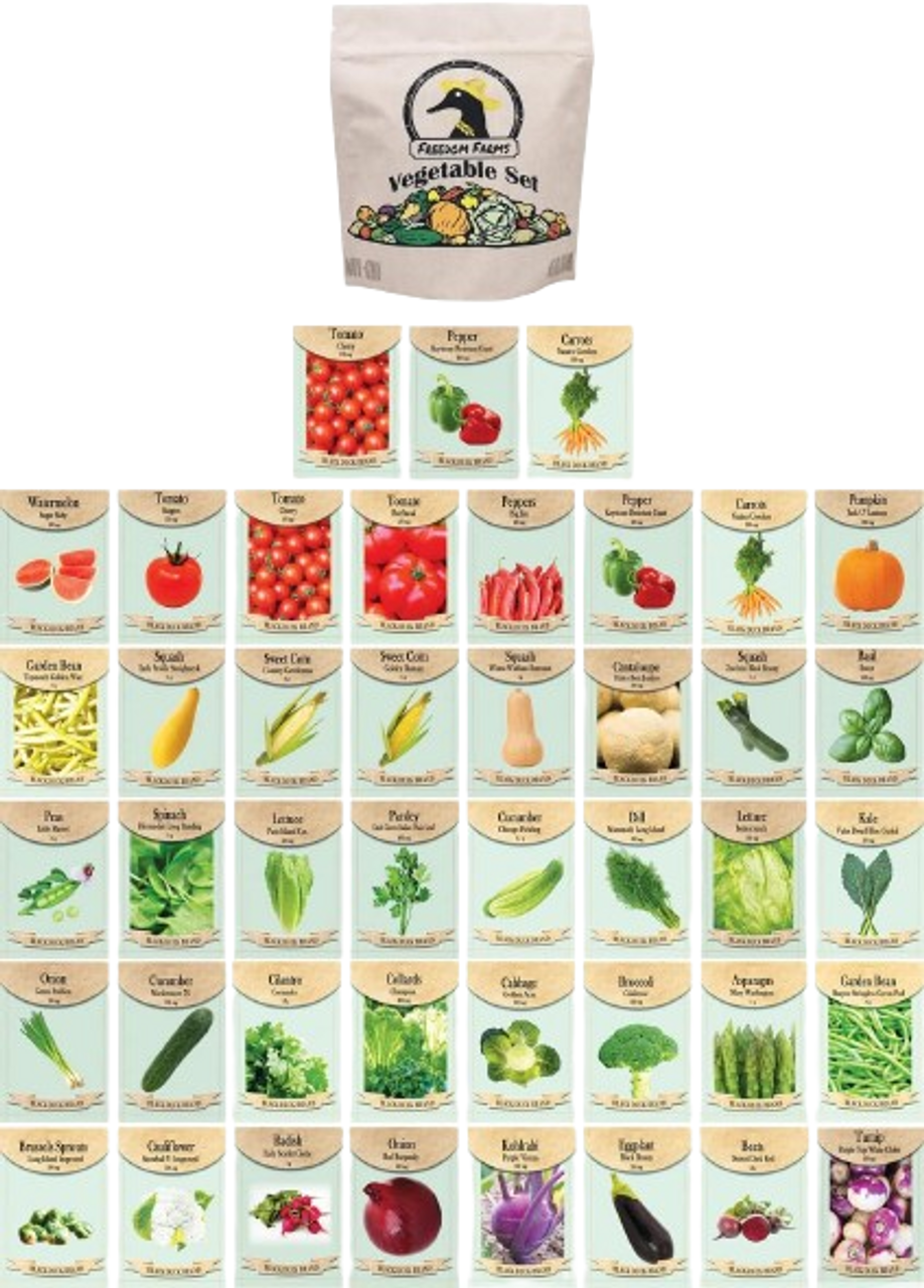 2026 Seeds - Set of 43 Heirloom Vegetable Garden Seeds - Heirloom Vegetable Garden Seeds - 100% Non-GMO!