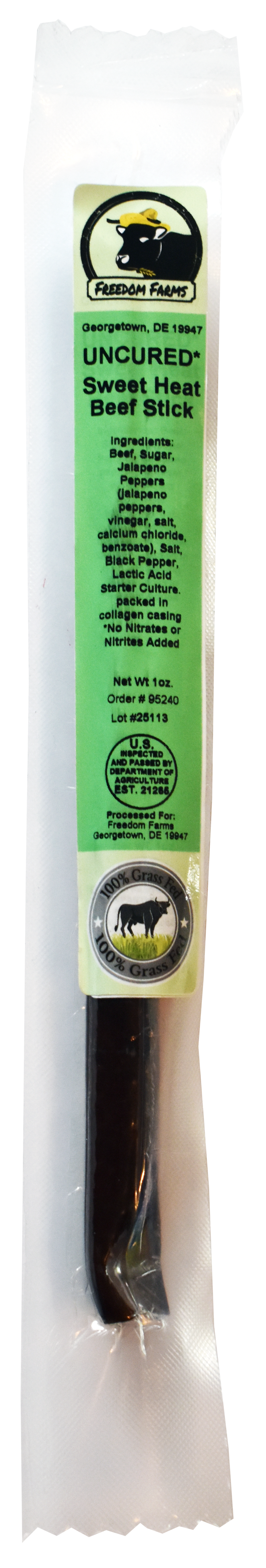10 Pack Sweet Heat Beef Sticks - Uncured - 100% Grass Fed & Grass Finished! No Nitrates or Nitrites Added!