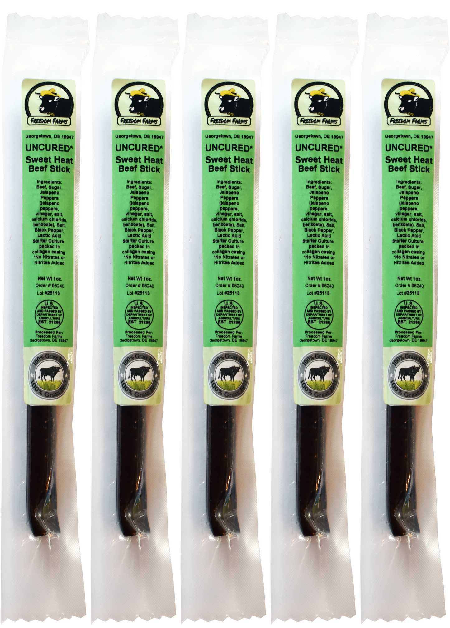 10 Pack Sweet Heat Beef Sticks - Uncured - 100% Grass Fed & Grass Finished! No Nitrates or Nitrites Added!