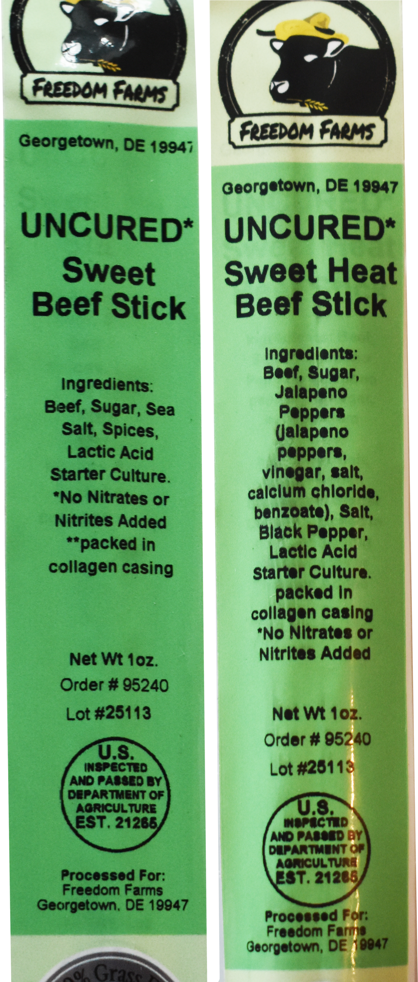 10 Pack Sweet Heat & Sweet Beef Sticks - Uncured - 100% Grass Fed & Grass Finished! No Nitrates or Nitrites Added!