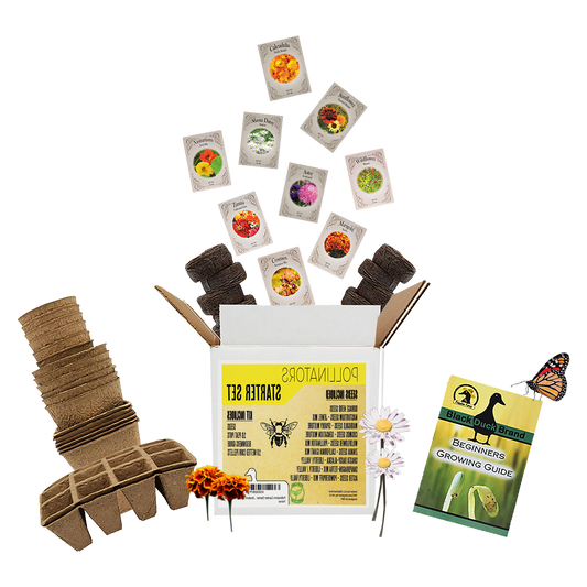Deluxe Pollinators Garden Starter Kit - Includes: Seeds, Peat Pots, Netted Coir Pellets, and a Beginners Guide - Great for Beginners - Heirloom, NON-GMO