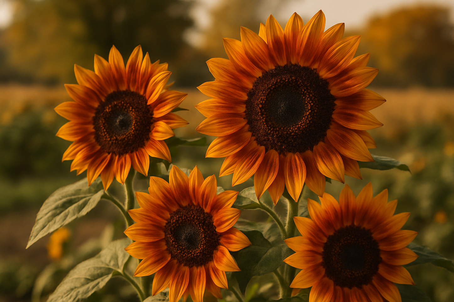 THE BLOOMS OF THE FLOWERS HAVE SOME ORANGE AND BROWN