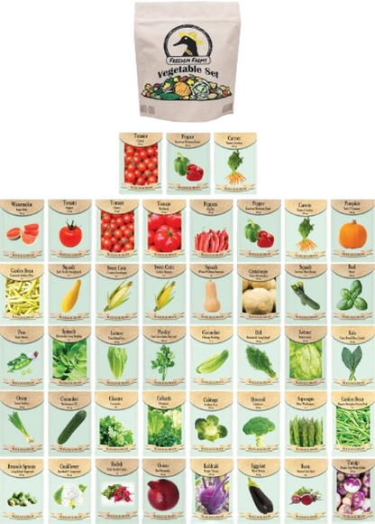 Set of 43 Heirloom Vegetable Garden Seeds - Heirloom Vegetable Garden Seeds - 100% Non-GMO!