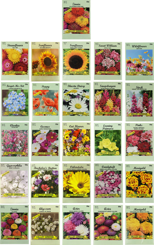 Set of 26 Flower Seeds - Perfect for Starting a Home Garden - Features Our Top Varieties - Made in The USA