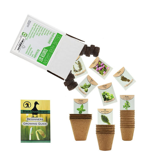 Deluxe Herb Garden Starter Kit - Includes: Seeds, Peat Pots, Netted Coir Pellets, and a Beginners Guide - Great for Beginners - Heirloom, Non-GMO