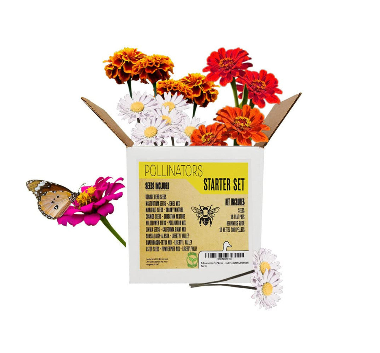 Deluxe Pollinators Garden Starter Kit - Includes: Seeds, Peat Pots, Netted Coir Pellets, and a Beginners Guide - Great for Beginners - Heirloom, NON-GMO