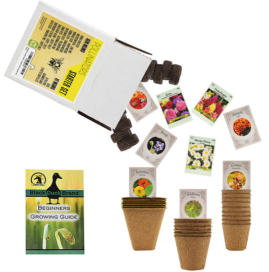 Deluxe Pollinators Garden Starter Kit - Includes: Seeds, Peat Pots, Netted Coir Pellets, and a Beginners Guide - Great for Beginners - Heirloom, NON-GMO