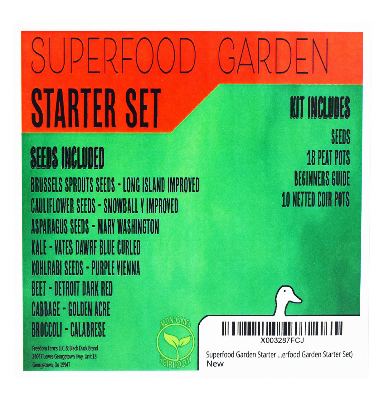 Deluxe Superfood Garden Starter Kit - Includes: Seeds, Peat Pots, Netted Coir Pellets, and a Beginners Guide - Great for Beginners - Heirloom, NON-GMO