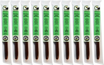 10 Pack Sweet Beef Sticks - Uncured - 100% Grass Fed & Grass Finished! No Nitrates or Nitrites Added!