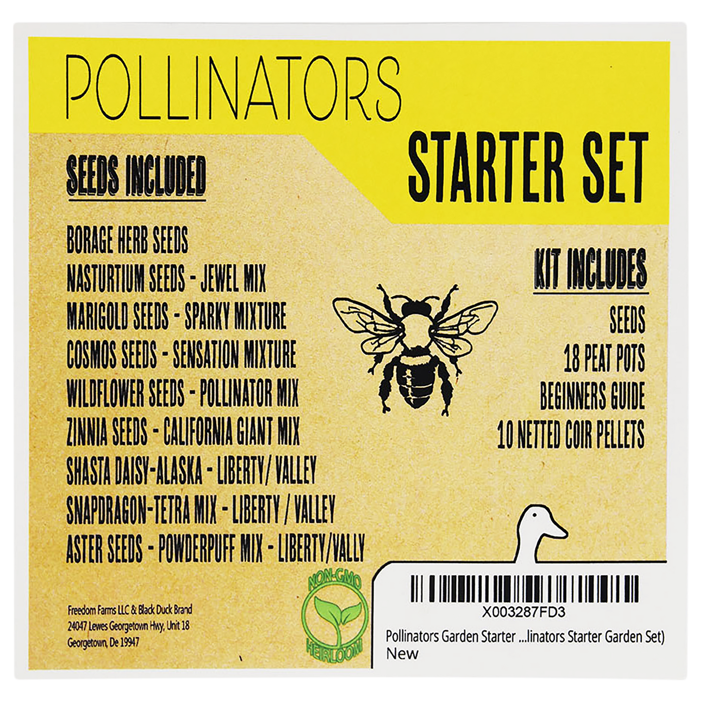 Deluxe Pollinators Garden Starter Kit - Includes: Seeds, Peat Pots, Netted Coir Pellets, and a Beginners Guide - Great for Beginners - Heirloom, NON-GMO