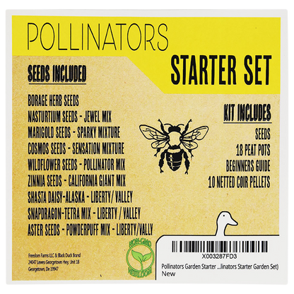 Deluxe Pollinators Garden Starter Kit - Includes: Seeds, Peat Pots, Netted Coir Pellets, and a Beginners Guide - Great for Beginners - Heirloom, NON-GMO