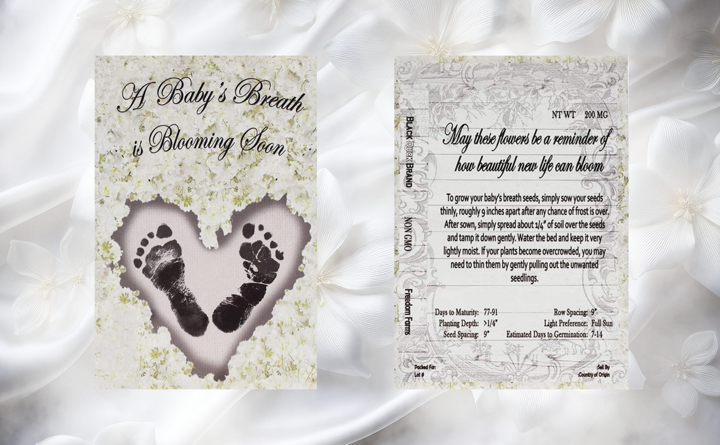 Baby's Breath Seeds in Baby Shower Party Seed Packets - Specialty Seed Packets - Great as Baby Shower Favors and Welcoming Your Precious Newborn into The World