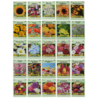 Set of 25 Flower Seed Packets! Flower Seeds in Bulk - Great for Creating The Garden of Your Dreams!