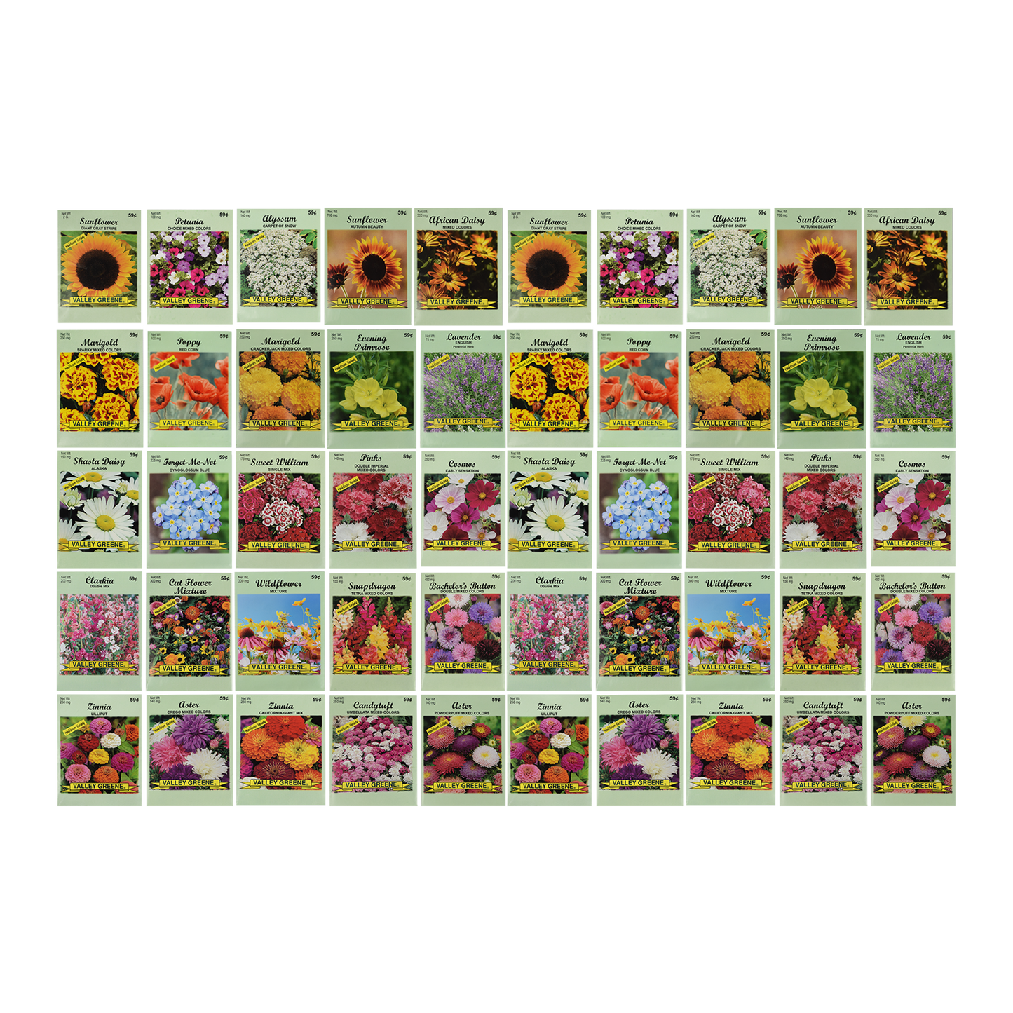 Set of 50 Flower Seed Packets - Flower Seeds in Bulk - 15 or More Varieties Available - Great for Creating Colorful Gardens