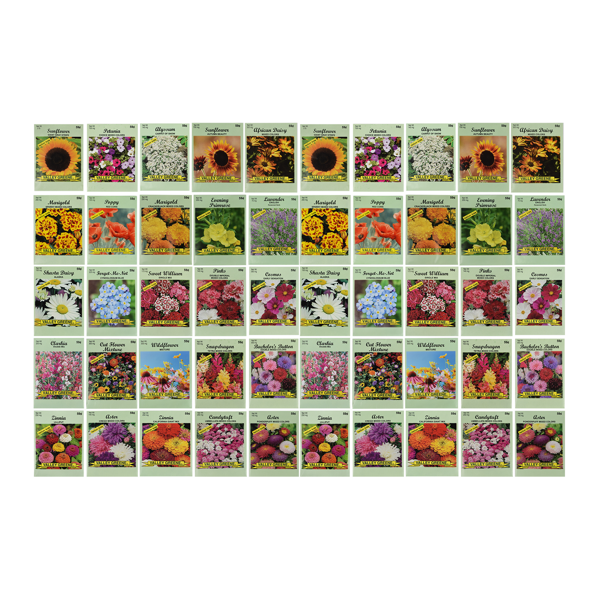 Set of 50 Flower Seed Packets - Flower Seeds in Bulk