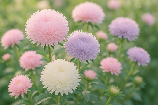 aster powderpuff flowers